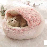 Dog And Cat Bed Pet Winter Bed Round Plush Warm Bed