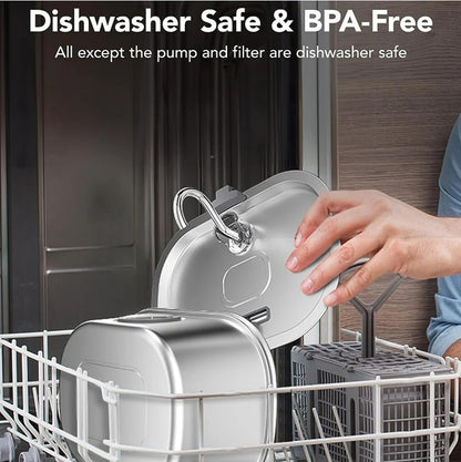 3.2L Stainless Cat Water Fountain With Water Level Window_4