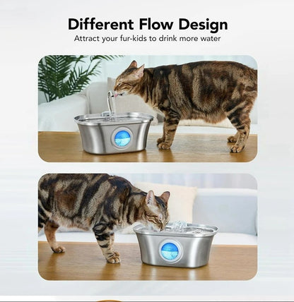 3.2L Stainless Cat Water Fountain With Water Level Window_5