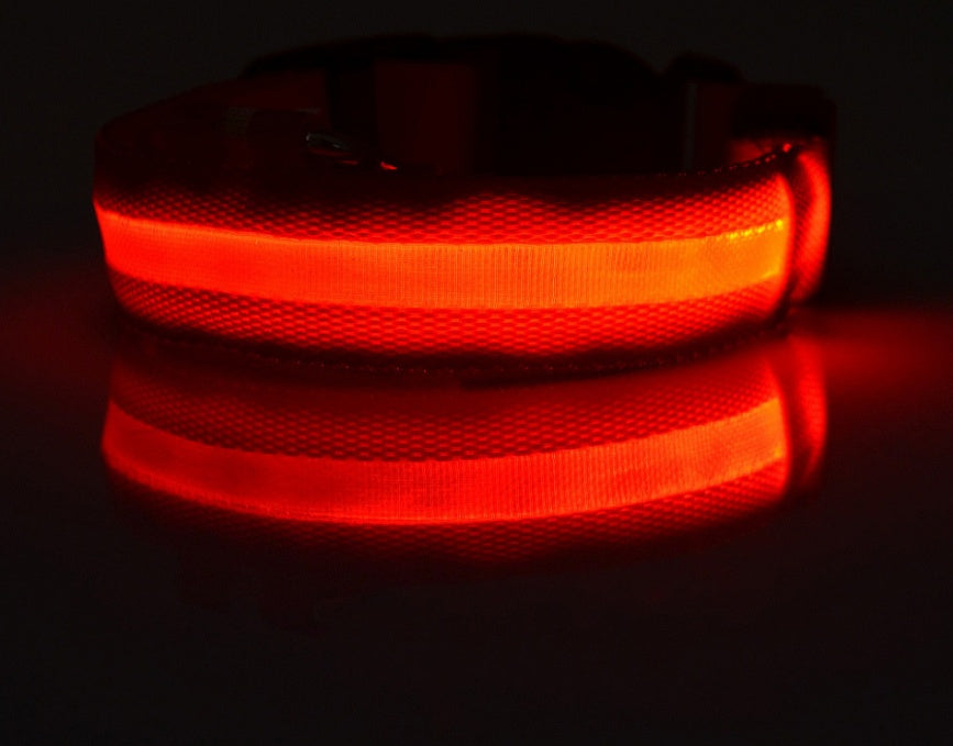 Nylon LED Pet Dog Luminous Collar Night Safety Flashing