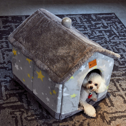 Foldable Dog House Pet Cat Bed Winter Dog Villa Sleep