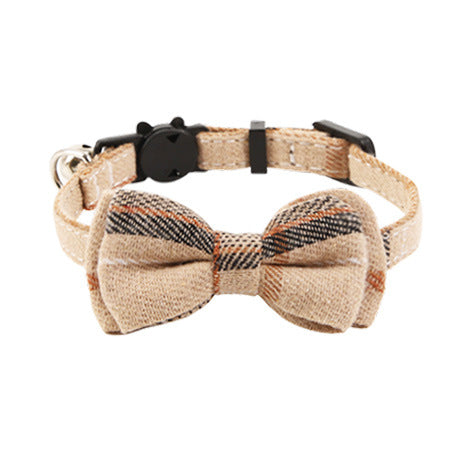 British Cat Collar With Bell Plaid Bow