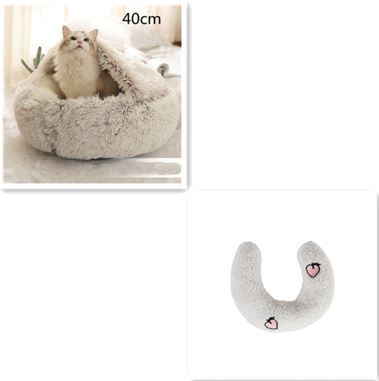 Dog And Cat Bed Pet Winter Bed Round Plush Warm Bed