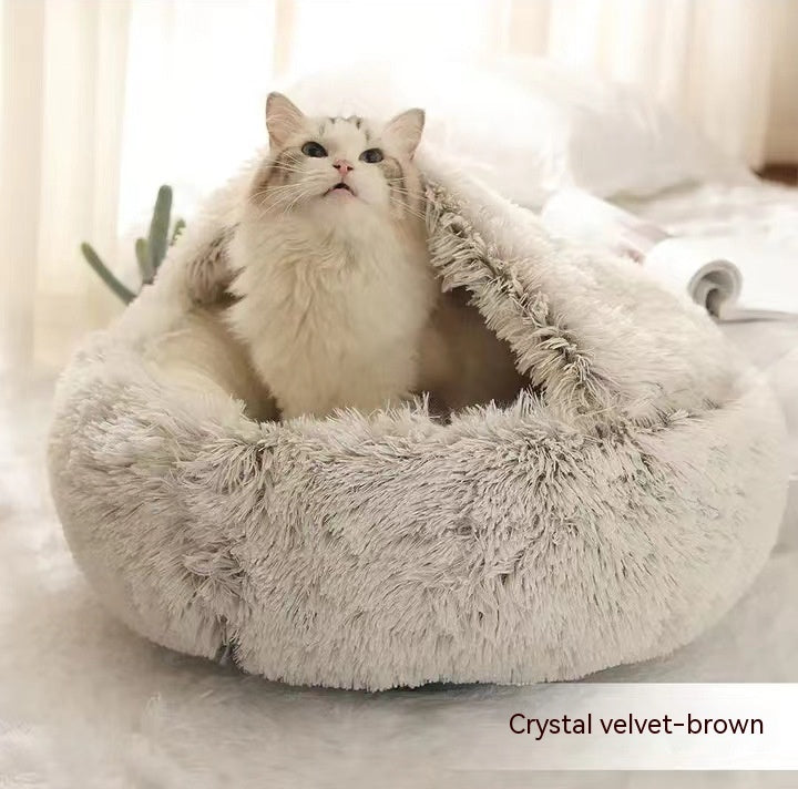 Dog And Cat Bed Pet Winter Bed Round Plush Warm Bed