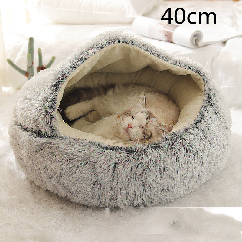 Dog And Cat Bed Pet Winter Bed Round Plush Warm Bed