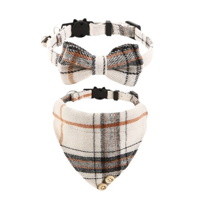 British Cat Collar With Bell Plaid Bow