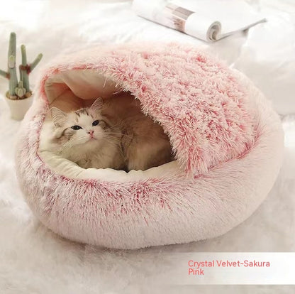 Dog And Cat Bed Pet Winter Bed Round Plush Warm Bed