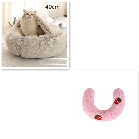 Dog And Cat Bed Pet Winter Bed Round Plush Warm Bed